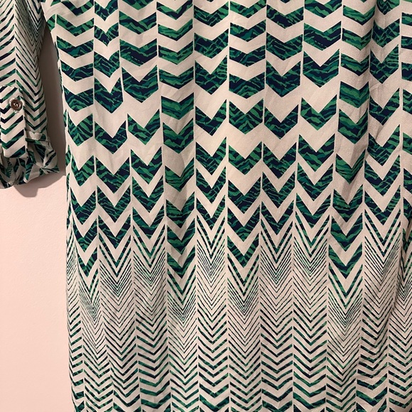 Charlotte Russe‎ Teal Chevron Long Sleeve Dress - Picture 3 of 10